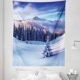 thumbnail image 1 of Winter Tapestry, Surreal Cold Season Scenery High Mountain Peaks and Snowy Coniferous Pine Trees, Fabric Wall Hanging Decor for Bedroom Living Room Dorm, 5 Sizes, Blue White, by Ambesonne, 1 of 1
