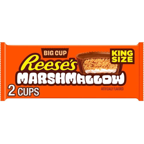 REESE'S Big Cup Marshmallow Milk Chocolate King Size Peanut Butter Cups, Candy Pack, 2.8 oz