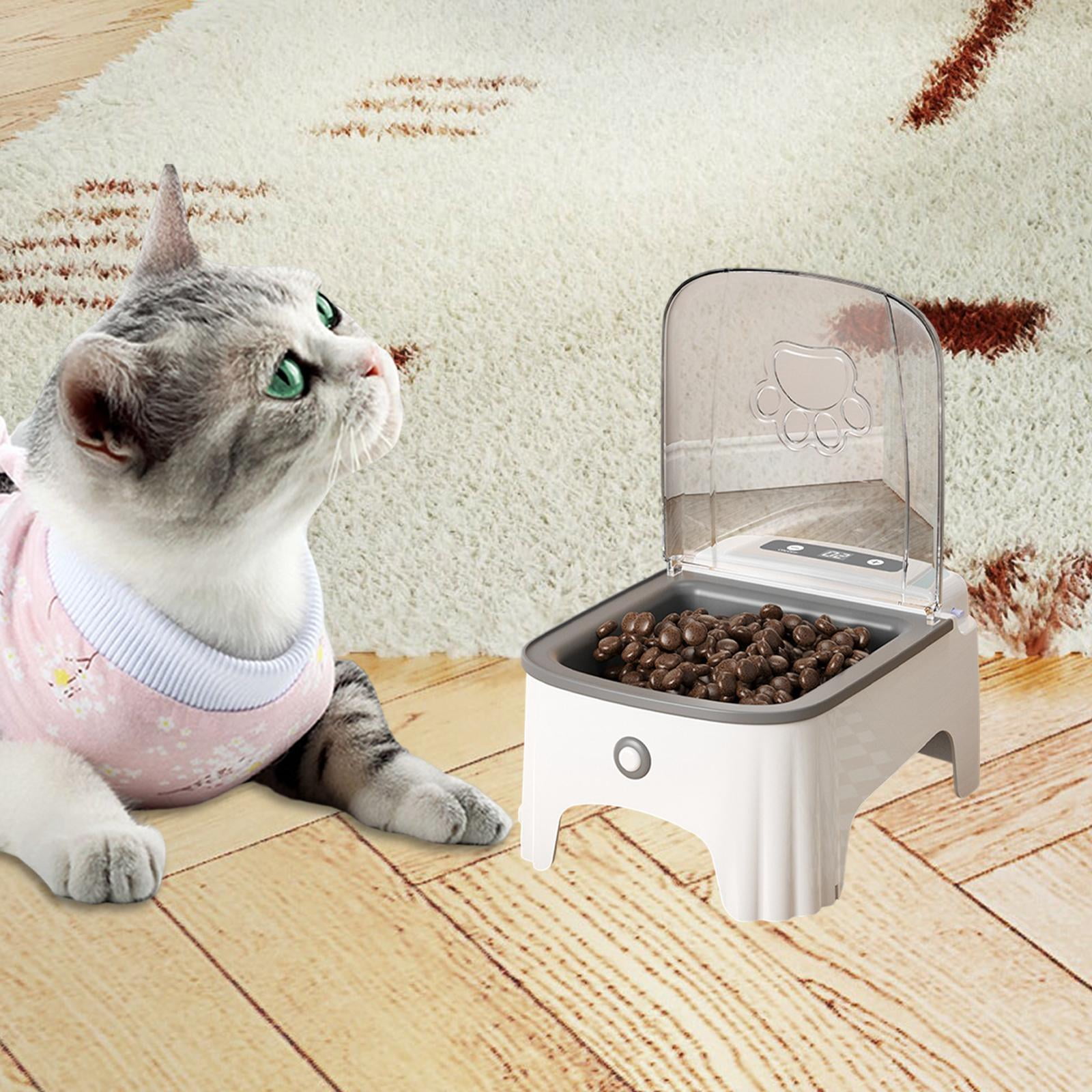 oshhni Automatic Timed Cat Feeder Cat Timed Feeding for Kittens Dry Food Small Dogs Grey