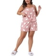 thumbnail image 2 of Agnes Orinda Women's Plus Size Valentines Day Pajamas Cute Strawberry Heart Bow Pattern Cami Shorts Sleepwear Set 2X Light Pink, 2 of 6