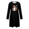 thumbnail image 4 of Womens Long Sleeve Nightgowns Sleep Shirts Halloween Cute Printed Loungewear Nightgown Short House Dresses Black XL, 4 of 6