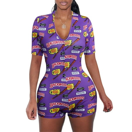 

JBEELATE Women V Neck Short Sleeve Romper Jumpsuit Pajamas Leotard Top Bodysuit