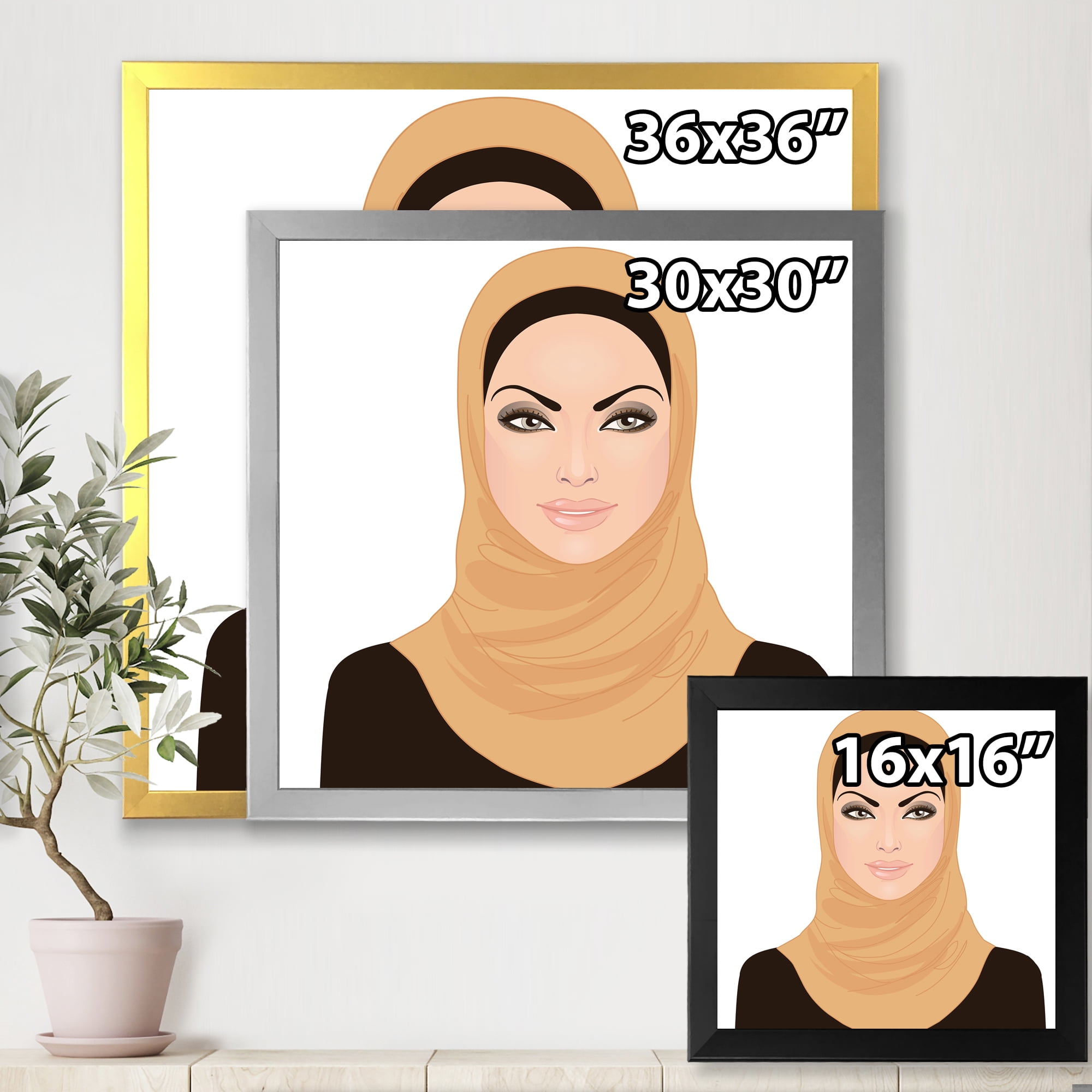 Designart 'Portrait of Muslim Girl In Traditional Hijab' Modern Framed Art Print