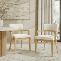 Christopher Knight Home Mid-Century Modern Upholstered Dining Chairs, Solid Wood Frame, Beige Oak, Set of 2
