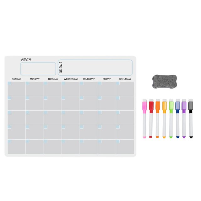 Juego de calendario de pizarra blanca magnética de borrado en seco A3, planificador semanal de pizarra blanca para refrigerador, kit para refrigerador, como se muestra, como se muestra