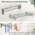 thumbnail image 3 of Wall Mounted Clothes Drying Rack, Foldable Wall Mount Laundry Drying Rack Folding Indoor, Drying Rack Clothing Collapsible, Retractable Towel Drying Rack, Space Saver with 7 Drying Rods, 3 of 6