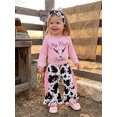 thumbnail image 5 of Cjfdfy Newborn Baby Girl Western Rodeo Outfit My First Rodeo Outfit Girl Romper Letter Bull Head Long Sleeve Romper Tassel Flare Pants And Bow Headband 3 Piece Fall Set, 5 of 9