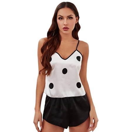 

Sunsent Women s Shorts Pajama Set Cami Tank Strap Top with Shorts Sleepwear Set