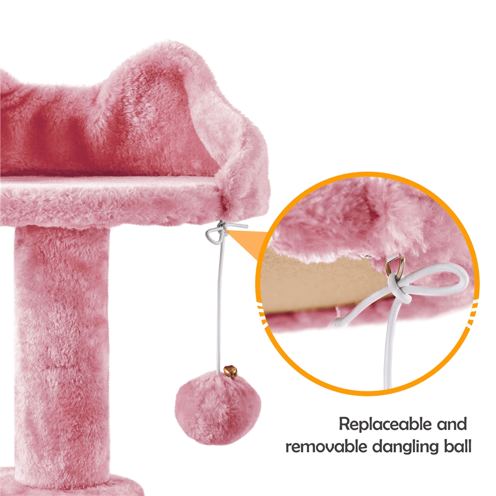 Alden Design 54" Double Condo Cat Tree with Scratching Post Tower, Pink