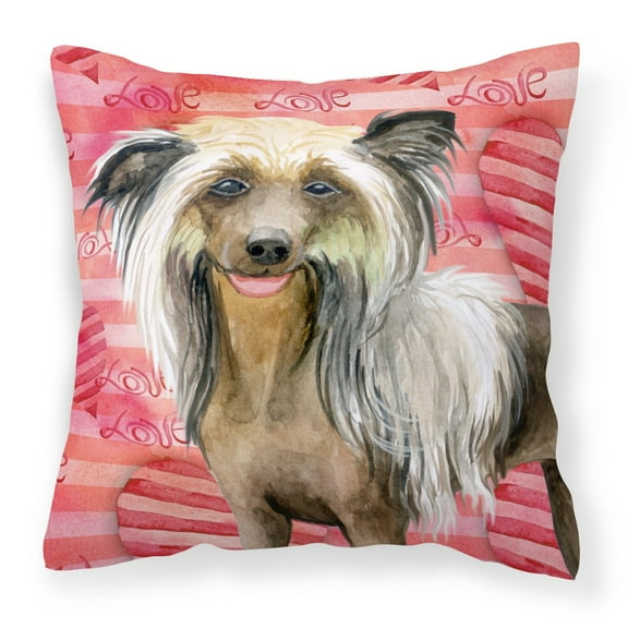 Carolines Treasures BB9746PW1818 Chinese Crested Love Fabric Decorative Pillow  18H x18W multicolor