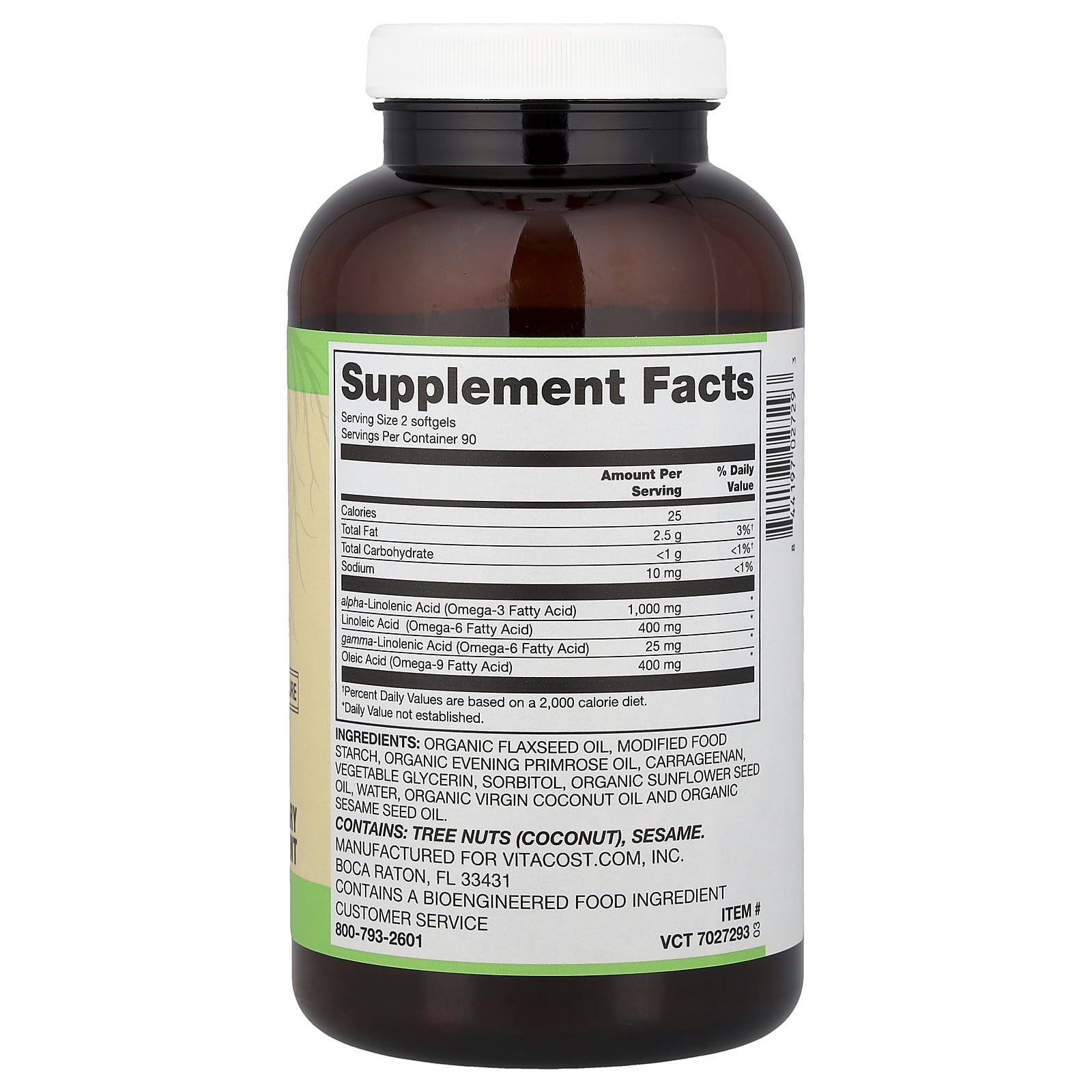Vitacost Root2®, Plant-Based Omega 3-6-9, 180 Softgels