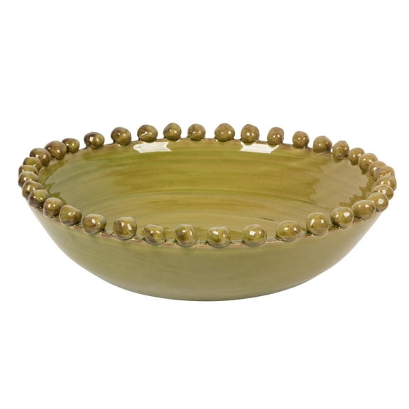 Creative Co-Op Round Hobnail Terra-cotta Decorative Bowl, Green
