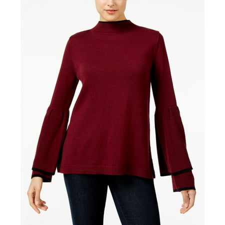 Style & Co Petite Ruffled Bell Sleeve Sweater Scarlet PM