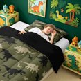 thumbnail image 4 of meiyoeat Vintage Dinosaur Twin Comforter Sets for Male Boys, Cartoon Rustic Wildlife Bedding Set, Olive, Black Reversible, 2pcs, 1 Comforter and 1 Pillowcase, 4 of 6