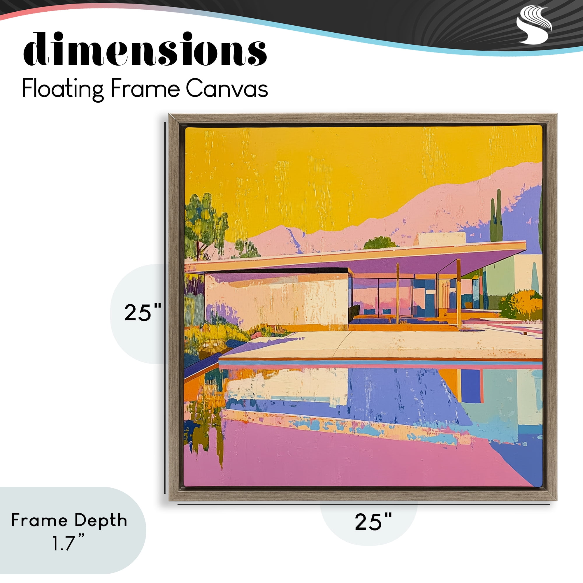 Stupell Industries Vivid Case Study House Brown Framed Floater Canvas Wall Art, design by Walker Noble