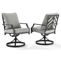 Afuera Living 19" Metal Outdoor Dining Chair in Black /Gray (Set of 2)