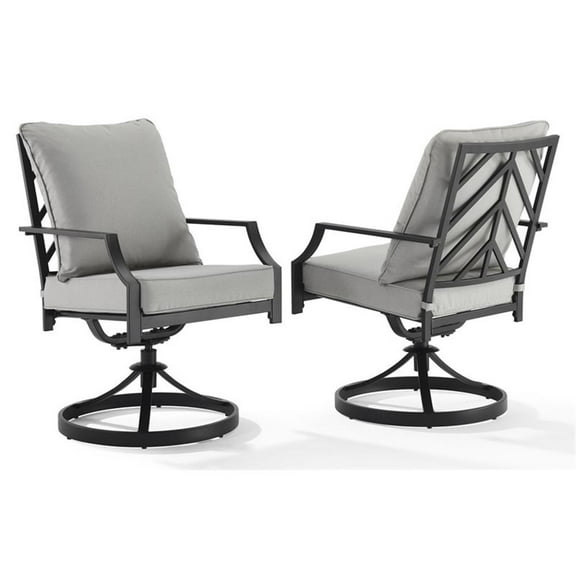 Afuera Living 19" Metal Outdoor Dining Chair in Black /Gray (Set of 2)