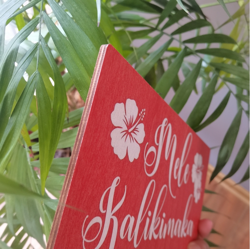 Mele Kalikimaka Red Christmas Holiday Sign Hawaiian Vacation 10x5