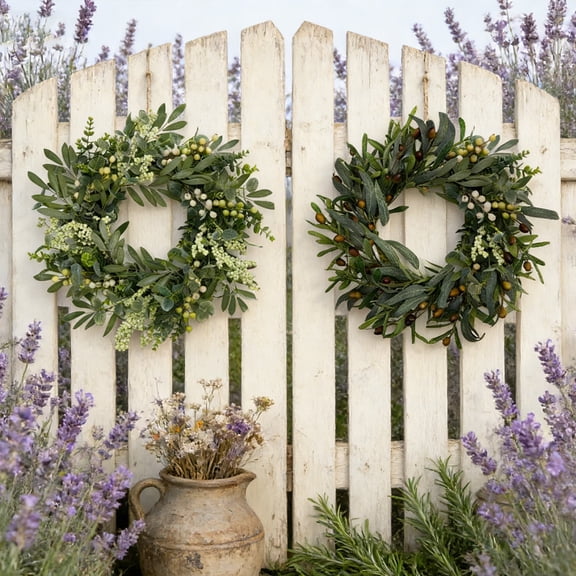Eucalyptus Leaf Berry Wreath,Multicolor Plastic Floral Arrangement for Home Decor,Front Door Seasonal Greenery with Vibrant Faux Botanicals Akljwh