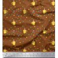 thumbnail image 1 of Soimoi Brown Heavy Satin Fabric Boxes & Coffee Cups Print Fabric by Yard 54 Inch Wide, 1 of 3