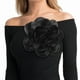 thumbnail image 5 of Broches de rosa extra grande, pines de solapa de 7.87 pulgadas, clip de cabello de satén con flor de camelia para mujeres en bodas/baile/accesorios/fiesta [20cm, negro], 5 of 7