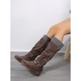 thumbnail image 3 of Women's Knee High Side Zipper Knitted Cuff Riding Boots, 3 of 5