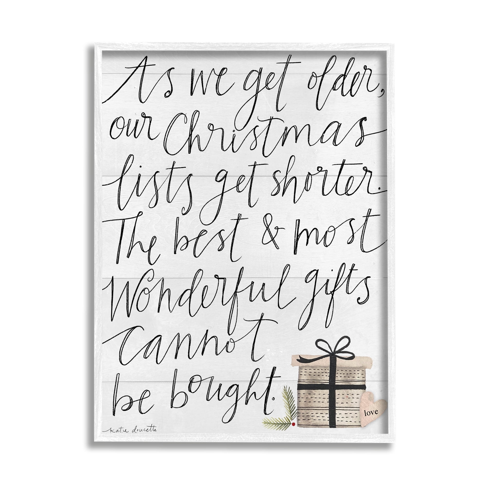 Stupell Indtries Christmas Lists Get Shorter Motivational Phrase Holiday Happiness, 11 x 14, Designed by Katie Doucette