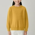 thumbnail image 2 of Fall/Winter Saving! HVOBTTY Kid's Soft Knited Sweater, Toddler Fall Pullover Sweater, Kids Versatile Solid Color Crewneck Long Sleeve Knit Sweater Pullover Tops Boys Girls Yellow, 18-24 Months, 2 of 5