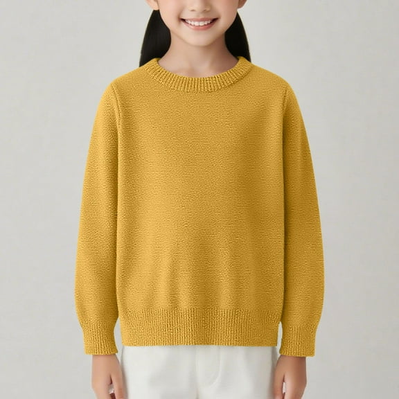 Kilaqueen Toddler Girl Boy Knit Sweater Round Neck Long Sleeve Keep Warm Soft Pullover Top Cotton Knit Sweatshirt Fall Winter Clothes