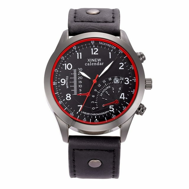 Cameland Military Leather Date Quartz Analog Men's Quartz Wrist Watches