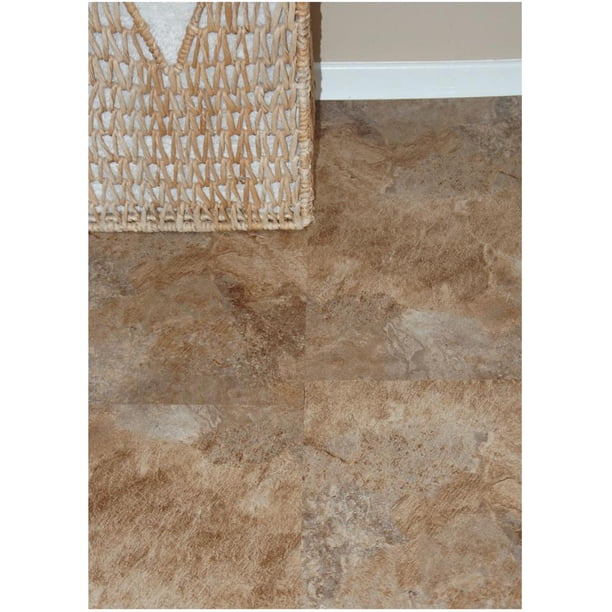 24 sq. ft. 12" x 24" 10mm Canterra Press and Go Expresso Vinyl Tile ...