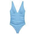 thumbnail image 4 of TGPMGRZ Maternity Swimsuit for Women One Piece Swimsuits Pregnancy Swimwear V Neck Solid Color #01 Light Blue, Size S, 4 of 4