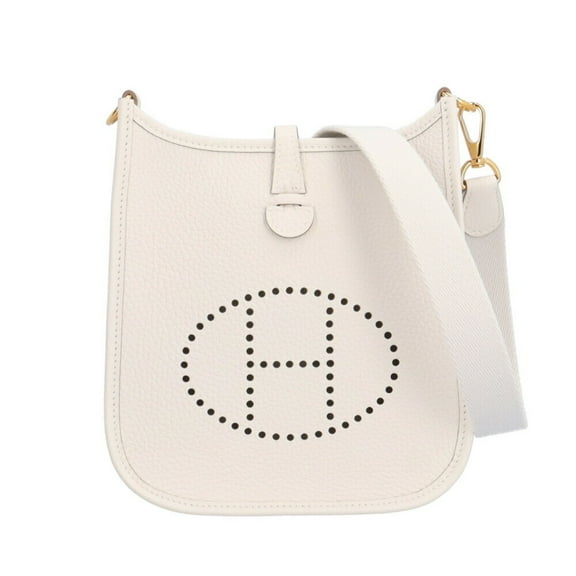 Pre-Owned Hermes Evelyn TPM Shoulder Bag Leather White Women's HERMES