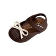 thumbnail image 4 of Viluyesy Girls Mary Jane Shoes Hook Loop Breathable Hollow Out Bow Closed Toe Soft Sole Princess Dress Shoes Brown Size 5.5 Toddler, 4 of 7
