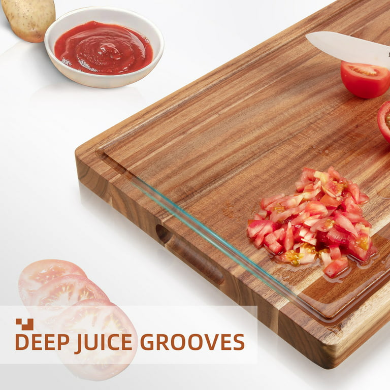 OAKSWARE Cutting Boards, 20 x 15 Inch Extra Large Acacia Wooden Cutting  Board for Kitchen, Edge Grain Wood Chopping Board with Juice Groove and