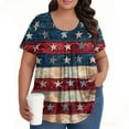 thumbnail image 6 of TQWQT Plus Size American Flag Tops for Women Dressy Summer Short Sleeve Shirts Stars and Stripes Pleated Tops Crew Neck Tshirts Large Casual Clothes for Women Wine 5XL, 6 of 6