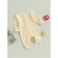 thumbnail image 2 of Newborn Baby Girl Fall Outfits Dainty Daisy Print Jumpsuit Long Sleeve Round Neck Zipper Full Length Romper, 2 of 7