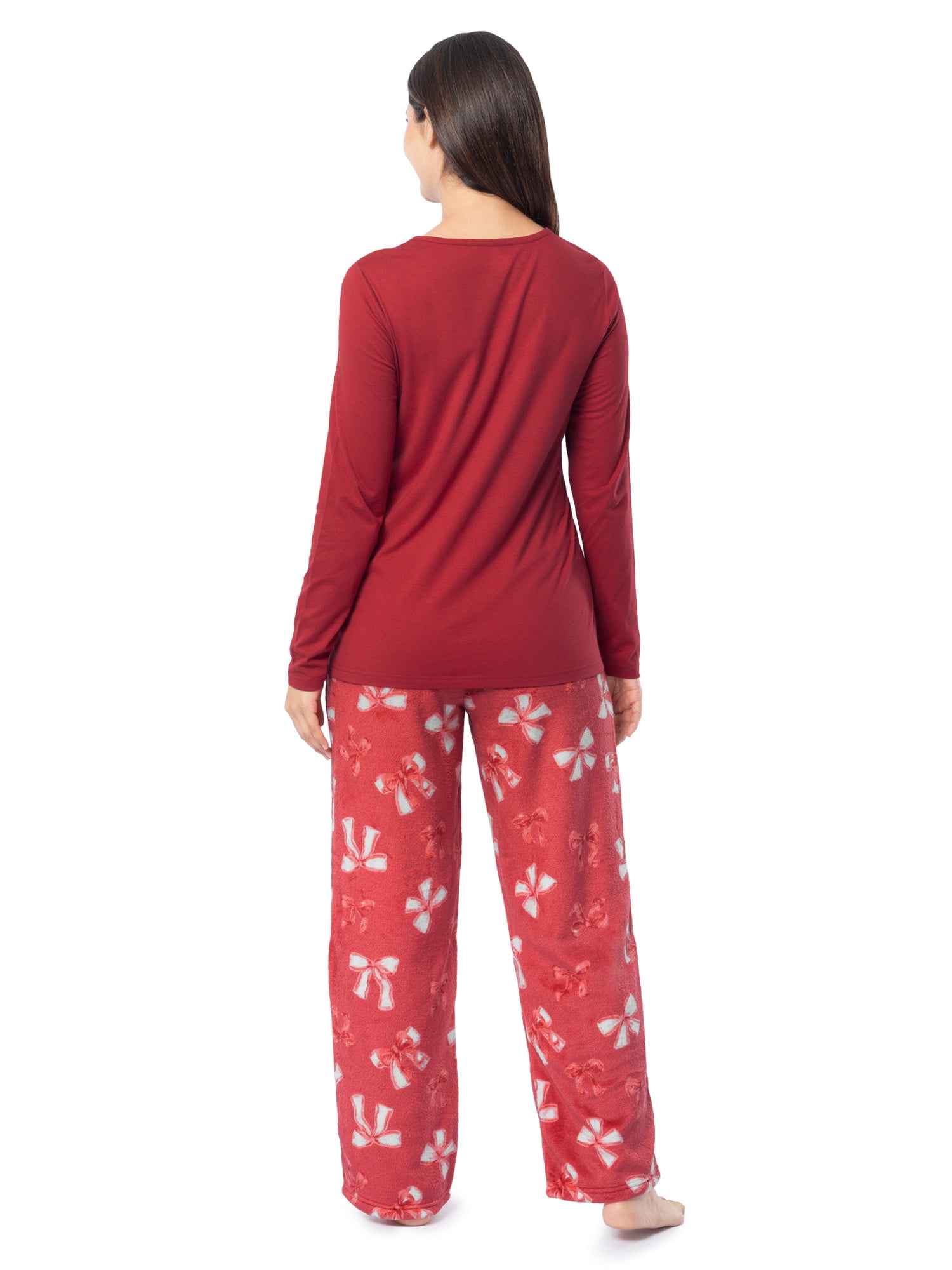 Fruit of the Loom Women's Beyond Soft Long Sleeve Top & Fleece Bottom Pajama Set, Sizes S-4X