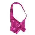 thumbnail image 6 of inhzoy Women's Sequins Shiny Halter Vest Crop Top Tank Waistcoat A Rose One_Size, 6 of 6