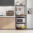 thumbnail image 4 of Black Metal Kitchen Baker's Rack with Storage Shelves, Wine Holders, S-Hooks, Adjustable, 4 of 7