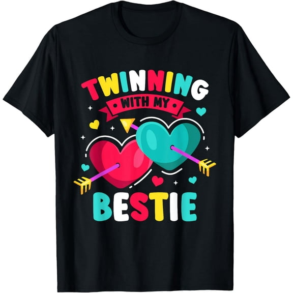 Exquisite and comfortable-Cute Friendship Twins Day Girls T-Shirt, Small