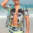 thumbnail image 4 of Uemuo Husky With Dreamcatcher Printed Regular Fit Short Sleeve Casual Hawaiian Shirt for Men,Aloha shirt,Tropical shirt,Floral print shirt,Vacation Beach shirt-3X-Large, 4 of 9
