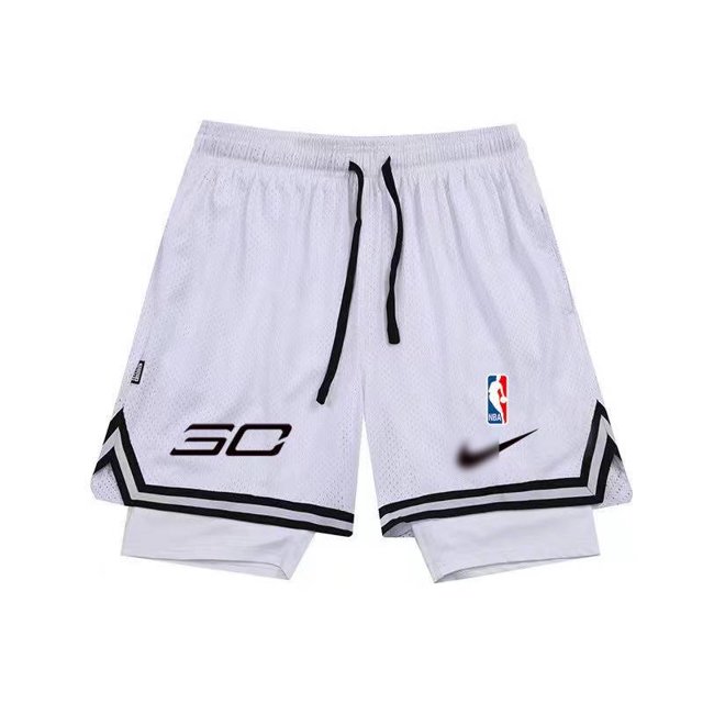 * Pantalones Cortos Para Hombre De Baloncesto De Doble Capa Americanas Pero Deportivos Falsos De Dos Piezas Para Correr Fitness Tres Cuartos Cinturón Forro Veranopangjing