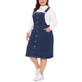 thumbnail image 4 of Vestido de mezclilla de talla grande Agnes Orinda para mujeres, con botones frontales, tirantes ajustables y falda tipo suspensorio 4X azul oscuro, 4 of 6