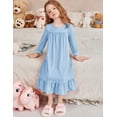 thumbnail image 3 of Arshiner Girls Nightgowns Long Sleeve Pajama Dress Cute Ruffle Sleepwear Soft Night Gowns, 3 of 5