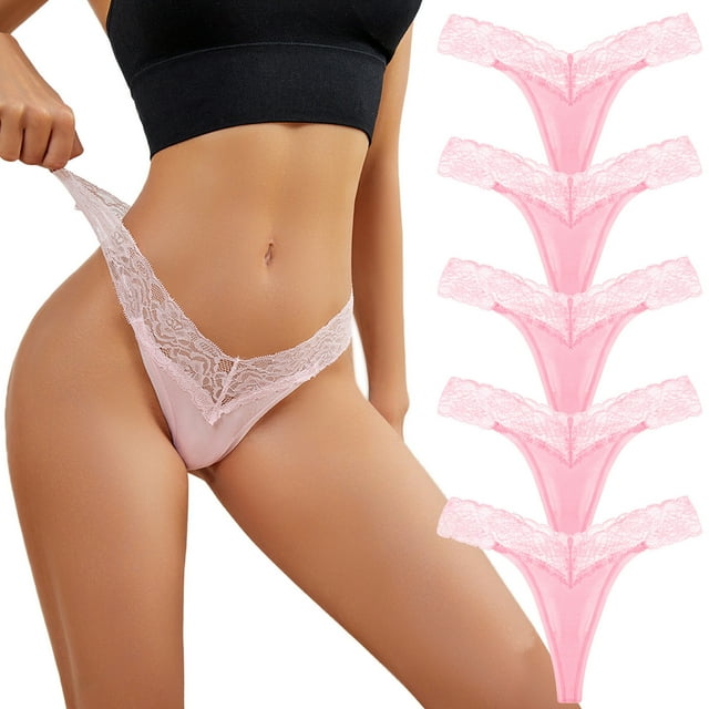 Gibobby Calzoncillos hipster Calzoncillos Bragas sexy Ropa interior Bragas Bikini Sólido Calzoncillos para mujer Bragas Regalo de Navidad 5 piezas Bragas de encaje para mujer(Rosa, XL)