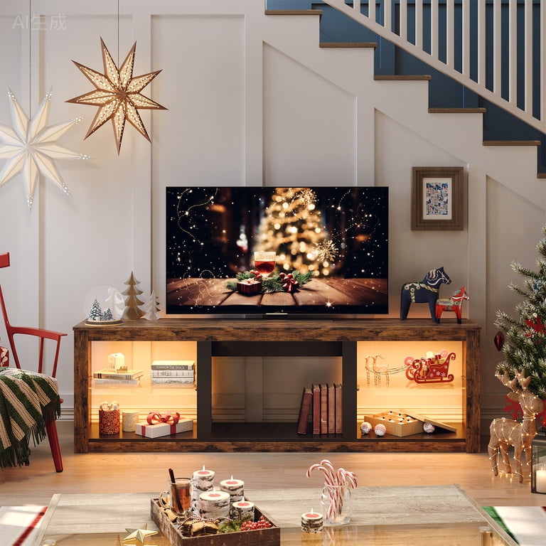 Bestier Farmhouse TV Stand for 75" TVs, Rustic Brown photo 2
