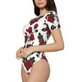 thumbnail image 2 of Naloa Rose Flowers Women's Short-Sleeved Onesie, One-Piece Swimsuit for Parties, dates, clubs - Large, 2 of 9