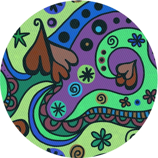 Ahgly Tapis Rond Lavable en Machine Intérieur Transitionnel Prune Violet, 3 Pieds Rond
