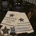 thumbnail image 4 of VHC Brands Farmhouse Star Country Life Blessings Text Muslin Cotton Primitive Thanksgiving Tabletop Fabric Loop Stenciled Kitchen Towel Set of 2, Antique Creme White, 4 of 7